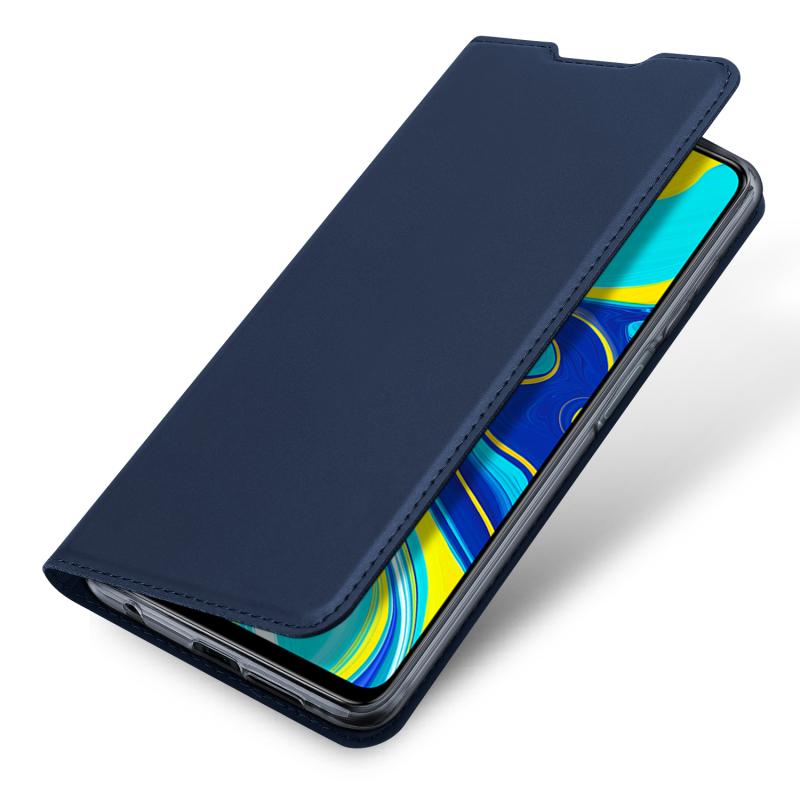 Stand Support DUX DUCIS Coque pour Xiaomi Redmi Note 9S Bleu Profond Porte-Cartes de Crédit Coque Redmi Note 9 Pro Fermeture Magnétique Premium Étui Housse en Cuir de Protection