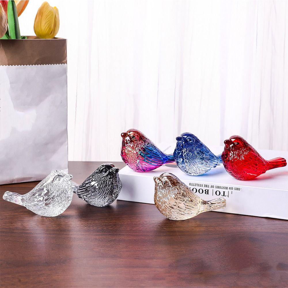 Funny Colorful Crystal Bird Ornaments Handicraft Nordic Lucky Bird Figurine Unique Bird Statue Crafts Table Decoration
