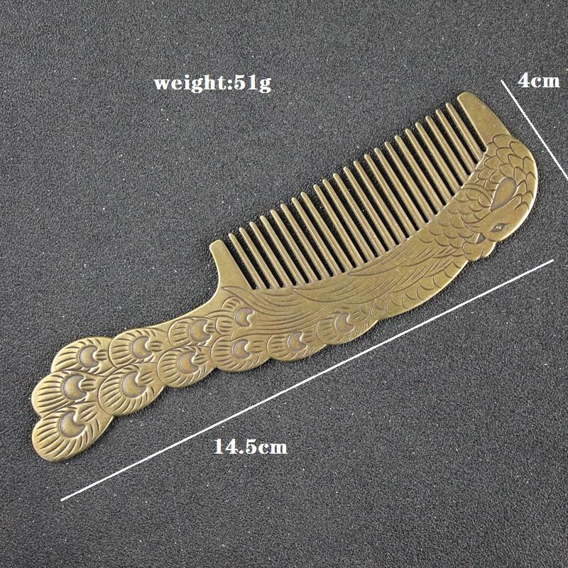 Brass Copper Peacock Clouds Fine-Tooth Hairdressing Combs Tangled Straight Hair Comb Care Styling Tool Girlfriend Monther