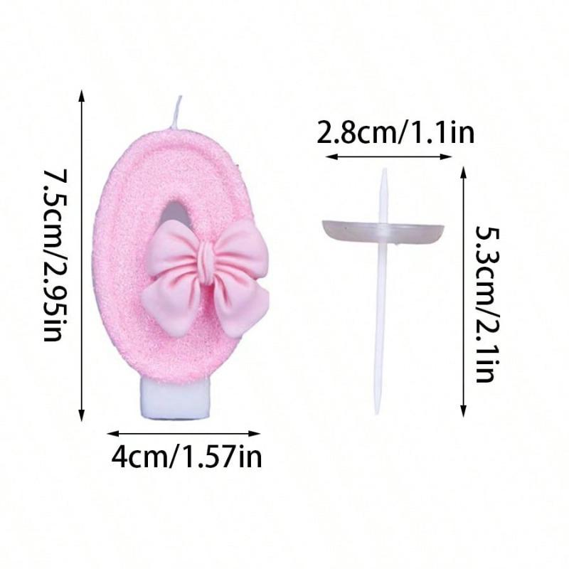 1Pc Creative Cute Bow-Tie Shaped Number Cake Candle With Drip-Prevention Tray Birthday Cake Party Anniversary Cake Decoration