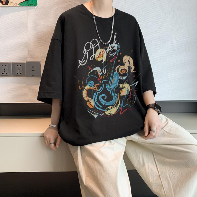 Unisexs Cotton Tshirts White 5XL Unisexs Oversized T Shirt Summer Casual Wear Artistic Illustration Print Tee Shirts for Unisex Clothes