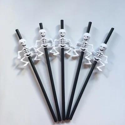 

5pcs Halloween Festival Bar Party Decorations Home Party Halloween Decorations Halloween Cartoon Skull/Pumpkin Straws