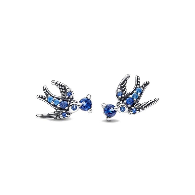 

2025 Gorgeous Classic Double Ring Swallow Sunflower Women s High-end Jewelry Gift Accessories 925 Silver Earrings