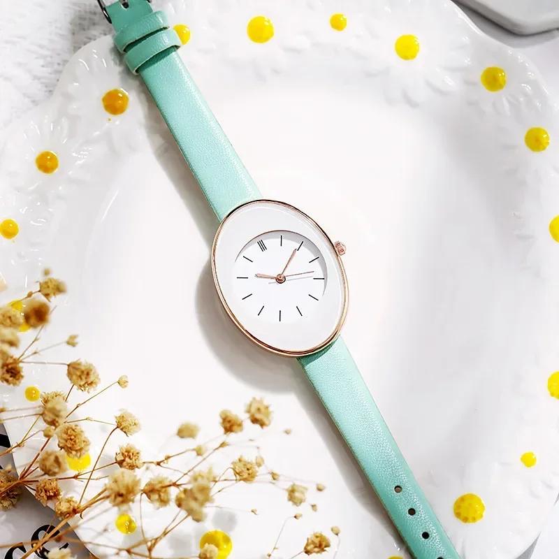 Minimalist Oval Women Watches Simple Elegant Ladies Wrist Watch Quartz Leather Female Clock Reloj Mujer Relogio No Bracelet