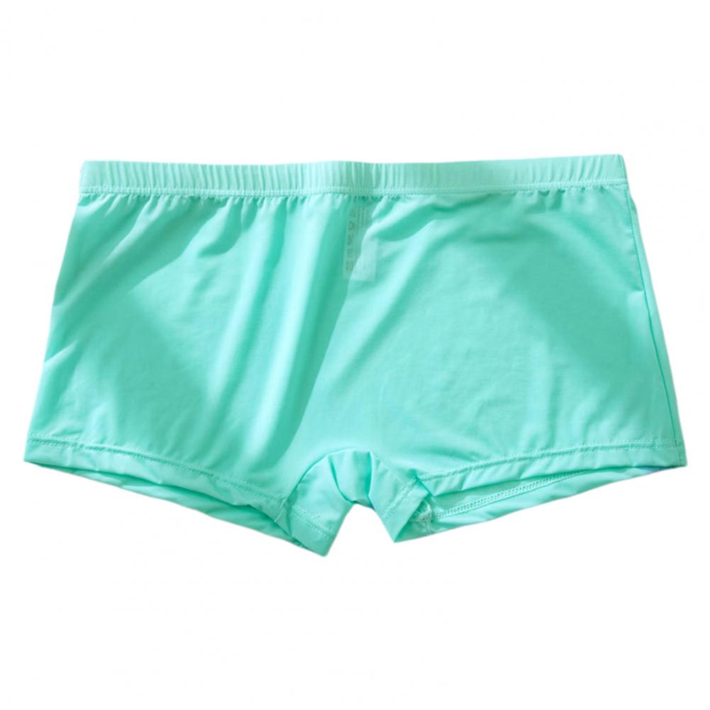 Men Ice Silk Boxer Briefs Low-rise Elastic Waistband Smooth Routing Shorts Underwear Solid Color U-Convex Ultra-thin Panties