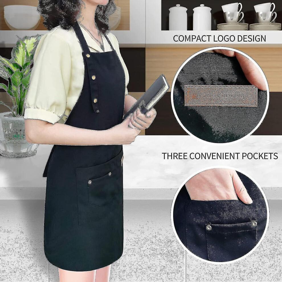 Apron for Men Women with Adjustable Straps And Large Pockets, Canvas Cotton Cooking K