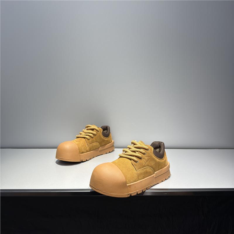 New thick baseplate shoes low-top niche retro sports and leisure shoes leather big head ugly cute 38 верблюд