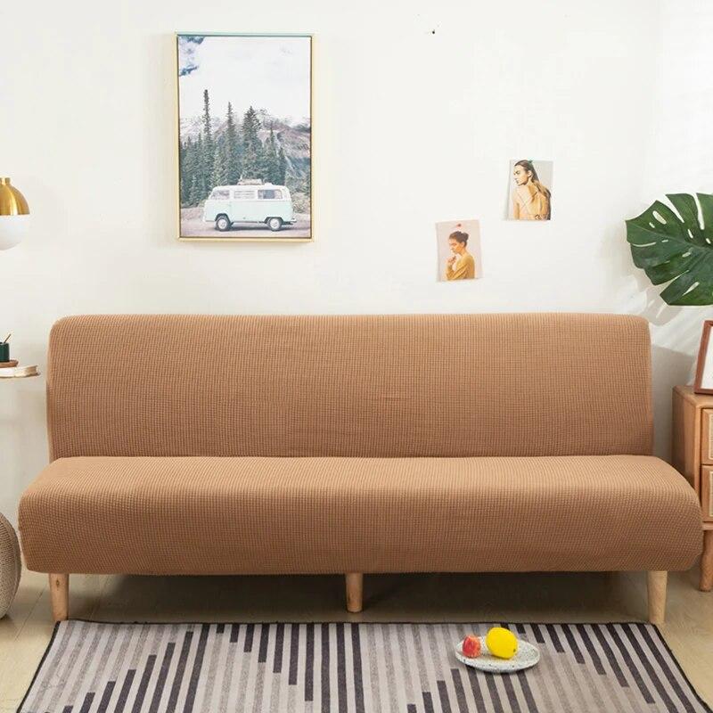 Polar Fleece Armless Sofa Bed Cover Elastic Without Armrest Sofa Bed Covers Anti-Slip Sofa Slipcover For Living Room Home Hotel