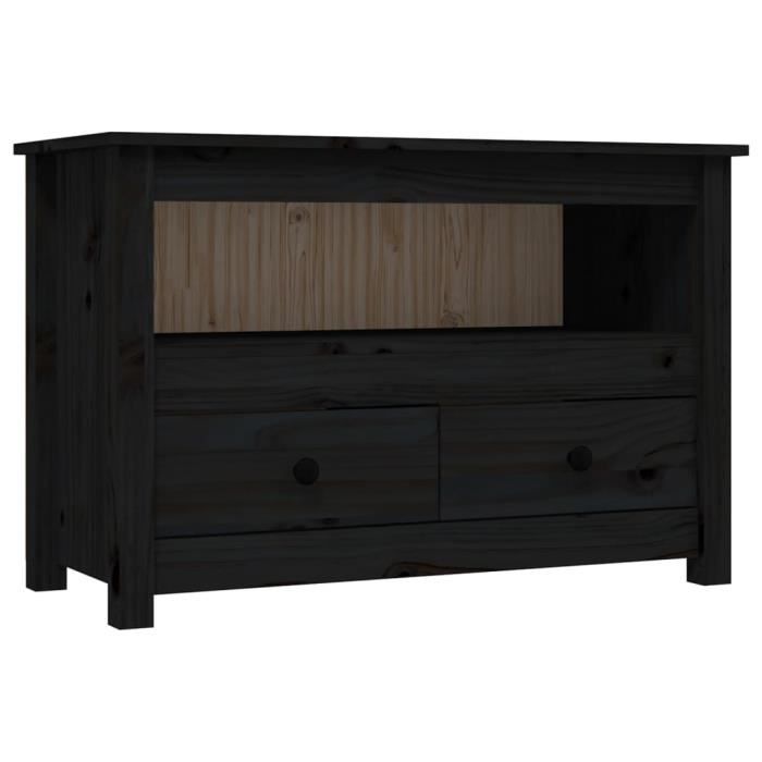 VidaXL Meuble TV Noir 79x35x52 cm Bois de pin massif 821501