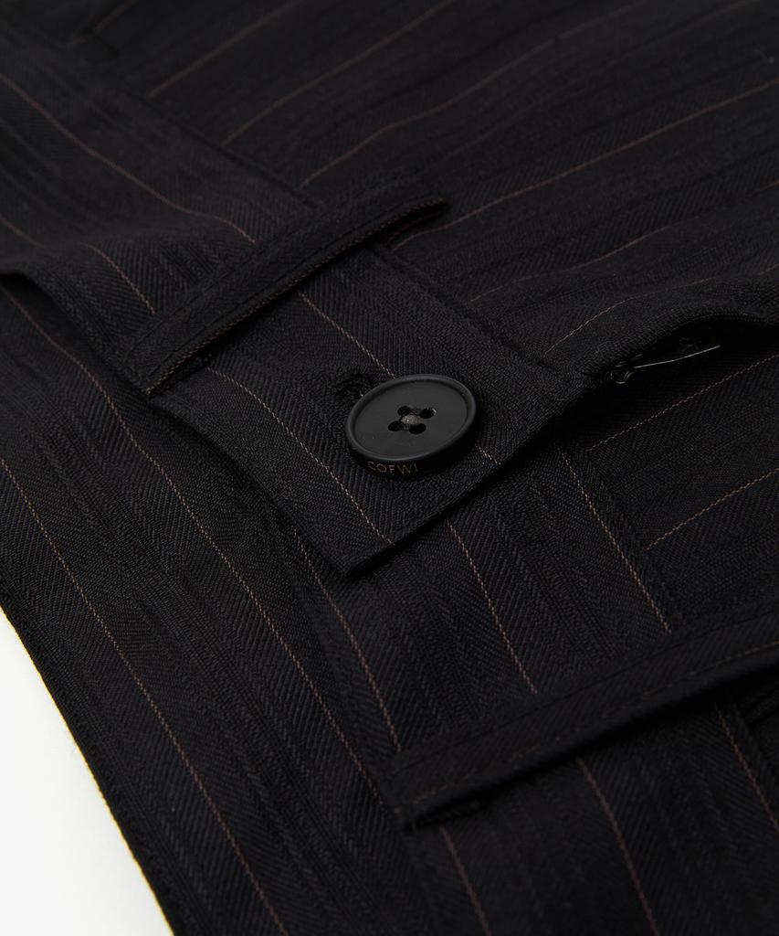 COFWI Melsa Double-Pleat Striped Wide Slacks Black
