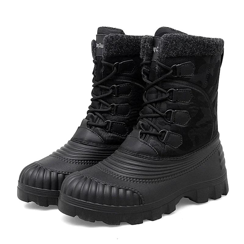 Winter Snow Boots Mid-calf Duck Boots for Men Warm Outdoor Waterproof Hunting Boot Working Boots Mens Camouflage Outdoor Shoes