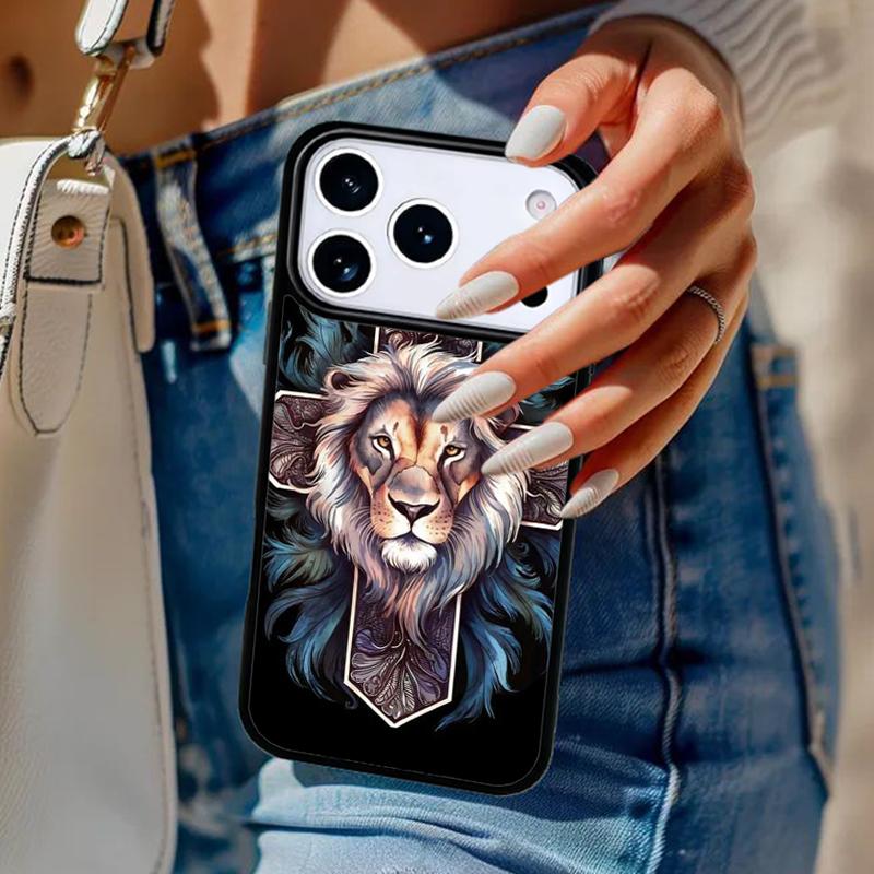 Lion Face Cross - Animal Phone Case For iPhone 17 Air 14 15 13 12 Max Cover For Apple 16e 11 Pro Max Plus Coque