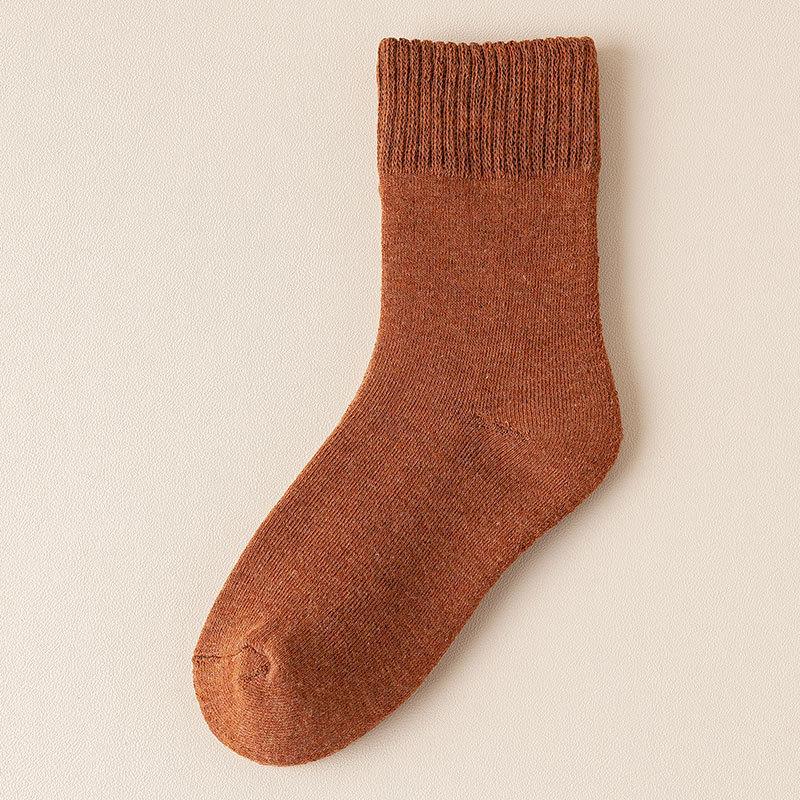 Women's Autumn and Winter Fleece Mid-calf Socks In Solid Color, Thickened Loops, Warm Towels, Sweat-absorbing Long Calf Socks