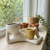 Home Decoration Planter Lazy Guy Planter, Little Character Flowerpot Ornament, Creative Lying Durable Humanoid Double Pot for Succulents Garden Decor