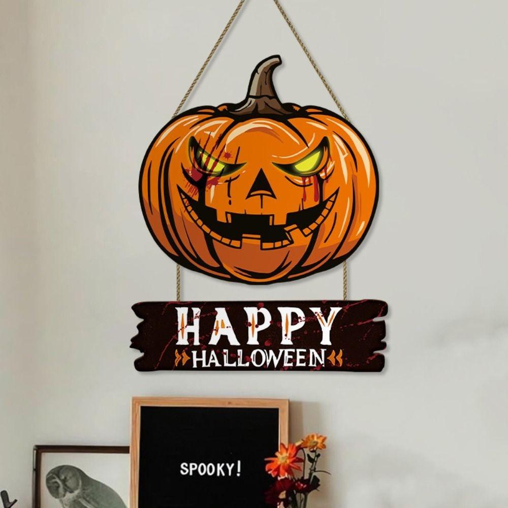 Funny Halloween Pumpkin Door Sign Creative Door Hanging Pendant Pumpkin Hanger Wreath  Atmosphere