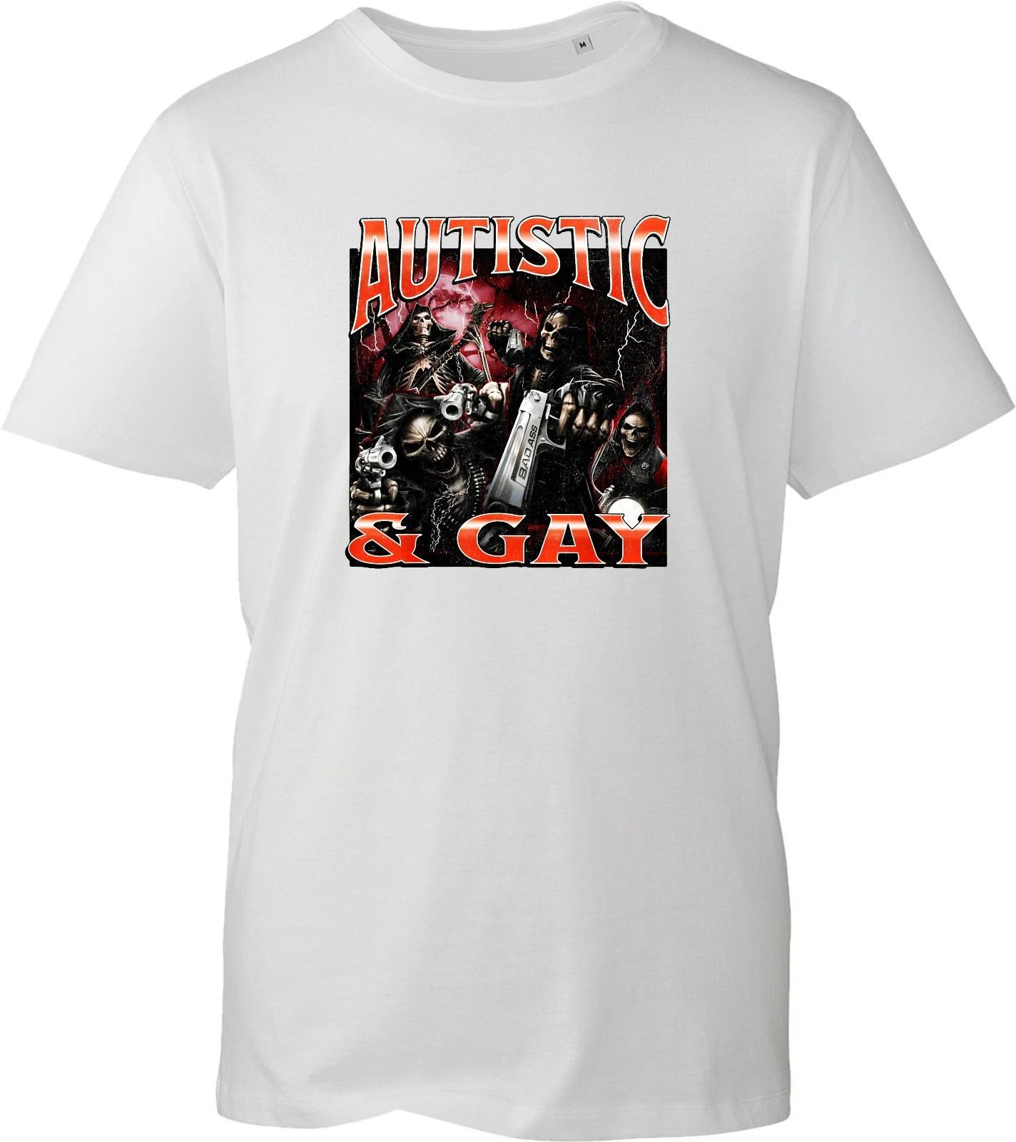

Autistic Gay Funny T-Shirt Skeleton Meme Bootleg Drank Iconic Graphic Tee Top S