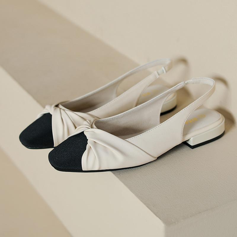 

25 лет новых туфель-лодочек с мелким вырезом и плетеным верхом в стиле Сяосянфэн, повседневных женских сандалий 40 чёрный