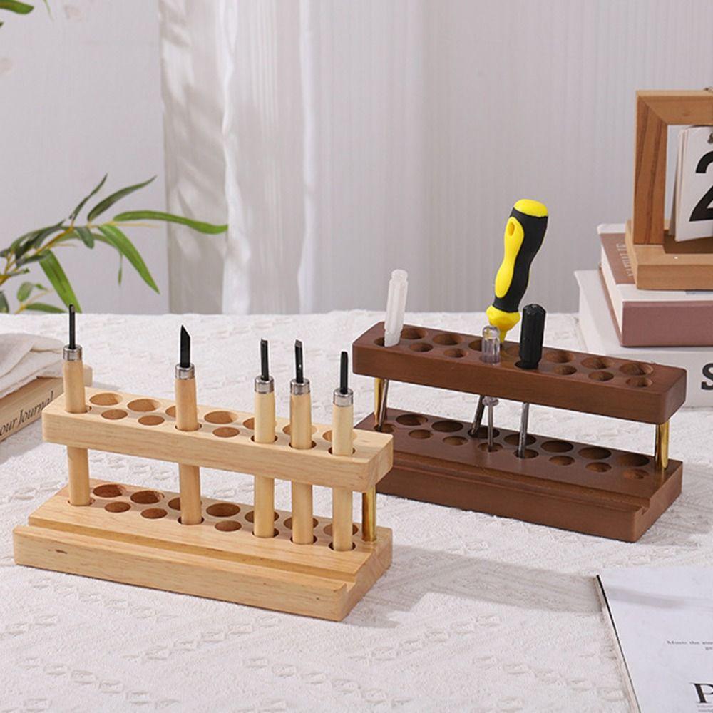 Creative Walnut Pens Holder 9/15 Slots Brush Display Case Toothbrush Holder  Storage Stand