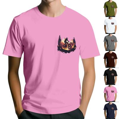 Men's Round Neck Casual Retro Printed Short-sleeved T-shirt Top