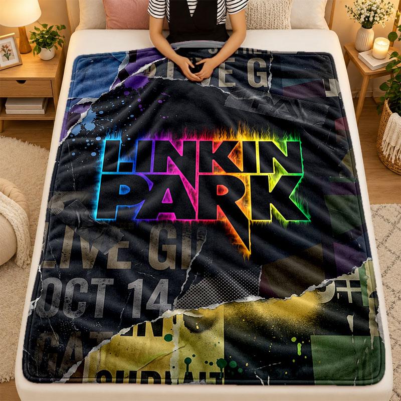 Flannel BlanketLinkin Park Warm Soft Throw Blanket for Indoor Sofa Bed Living Room Use