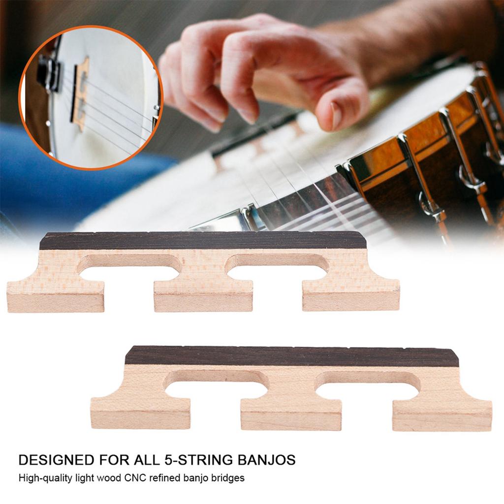 2Pcs HA02 5‑String Rosewood Banjo Bridge Wooden Accessories