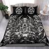 Skull Skeleton Satanic Goat Skull Duvet Cover Set Trophy Demon Breed Bedding Sets Night Blue Pink Satanic Baphomet Quilt Cover