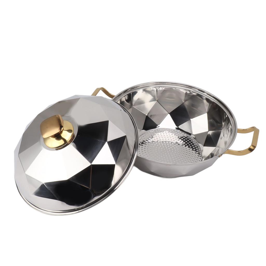 Multipurpose Stainless Steel Steam Pot with Steaming Plate Double Layer for Induction Cooker