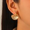 European & American Cross-Border Fashion Fan-Shaped Metal Texture Ribbon Earrings for Women - Trendy & Unique