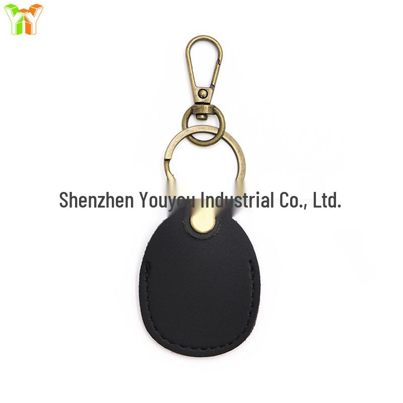 

Кожаный защитный чехол для брелока Airtag Locator с держателем для карт 45*125mm чёрный