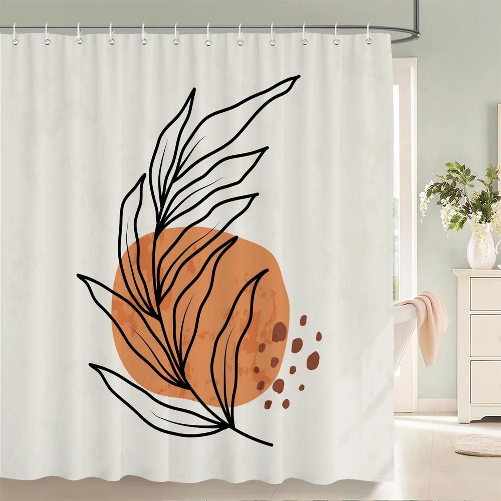 Nordic simplicity style Plant leaves Printed Shower Curtain With Hook Bathroom Curtain Home Decoration Curtain 3D Bath Curtains