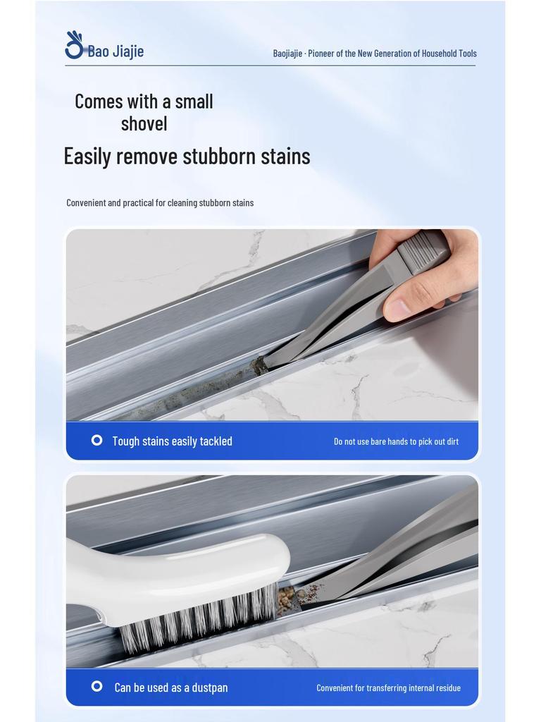 Baojiajie Stiff Bristle Brush for Window Grooves, Gutters, Kitchens, Bathrooms, and Wall Gaps.