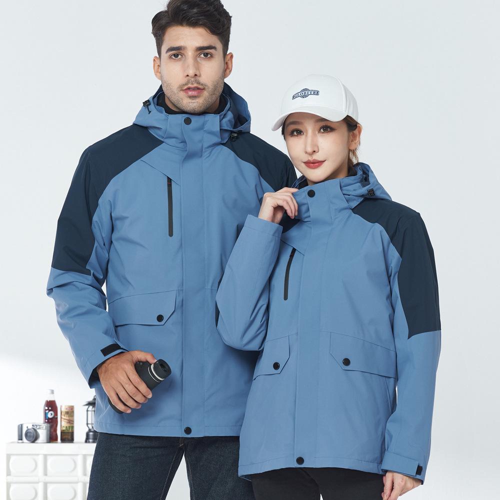 Autumn/Winter Outdoor Windproof Jacket & Workwear Two-Piece Cold-Proof 3-in-1 Mountaineering Suit for Men & Women