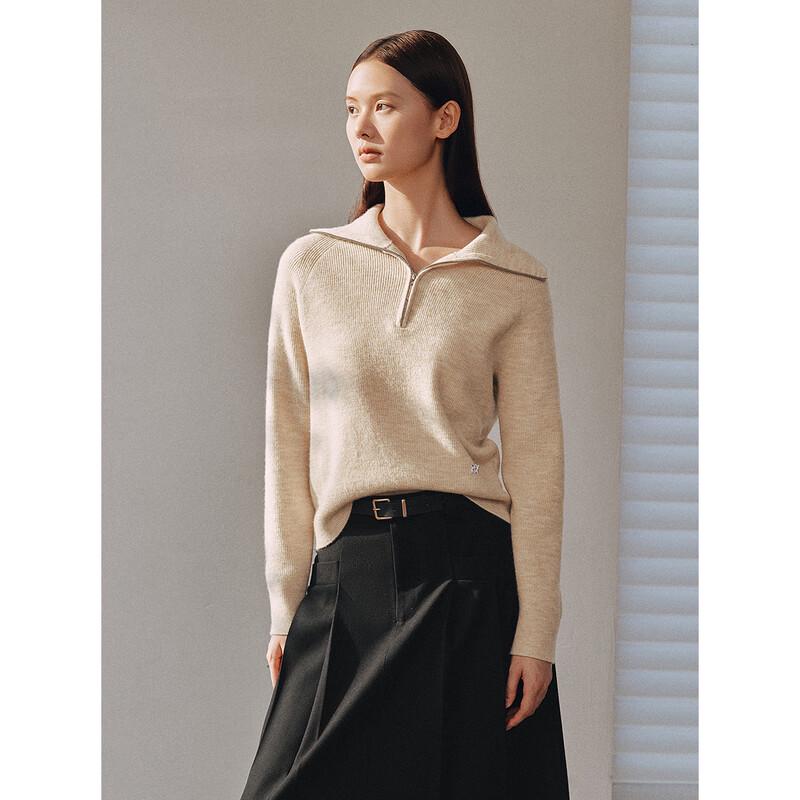 PEACEBIRD Women's Soft Knit Half-Placket Lapel Sweater