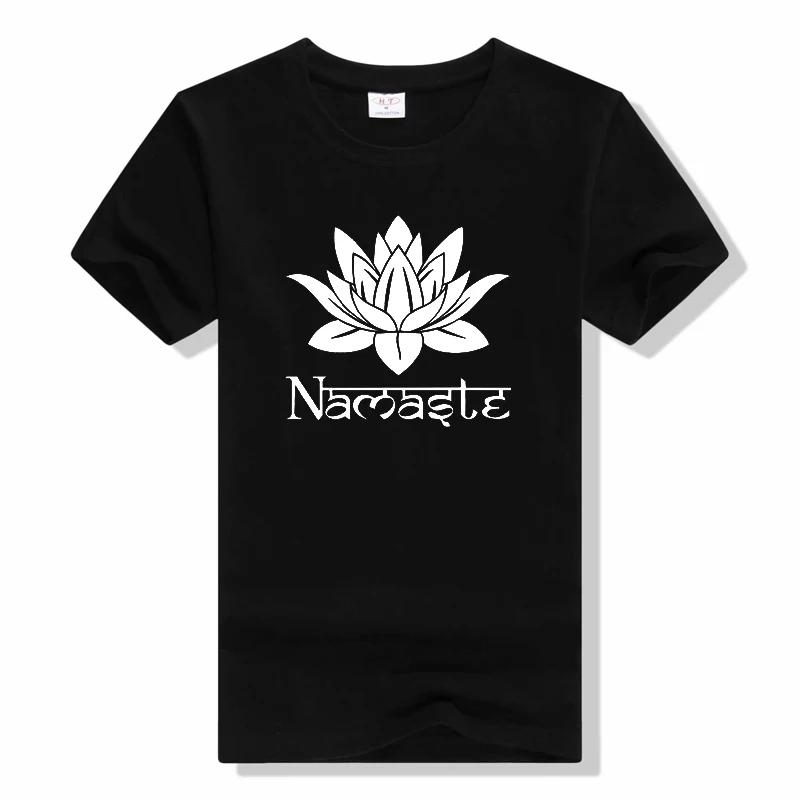 

Cartoon Lotus Yoga Meditation Namasle t shirt Fashion High Quality Short Sleeves T-shirts Streetwear Men s Cotton T-shirt S