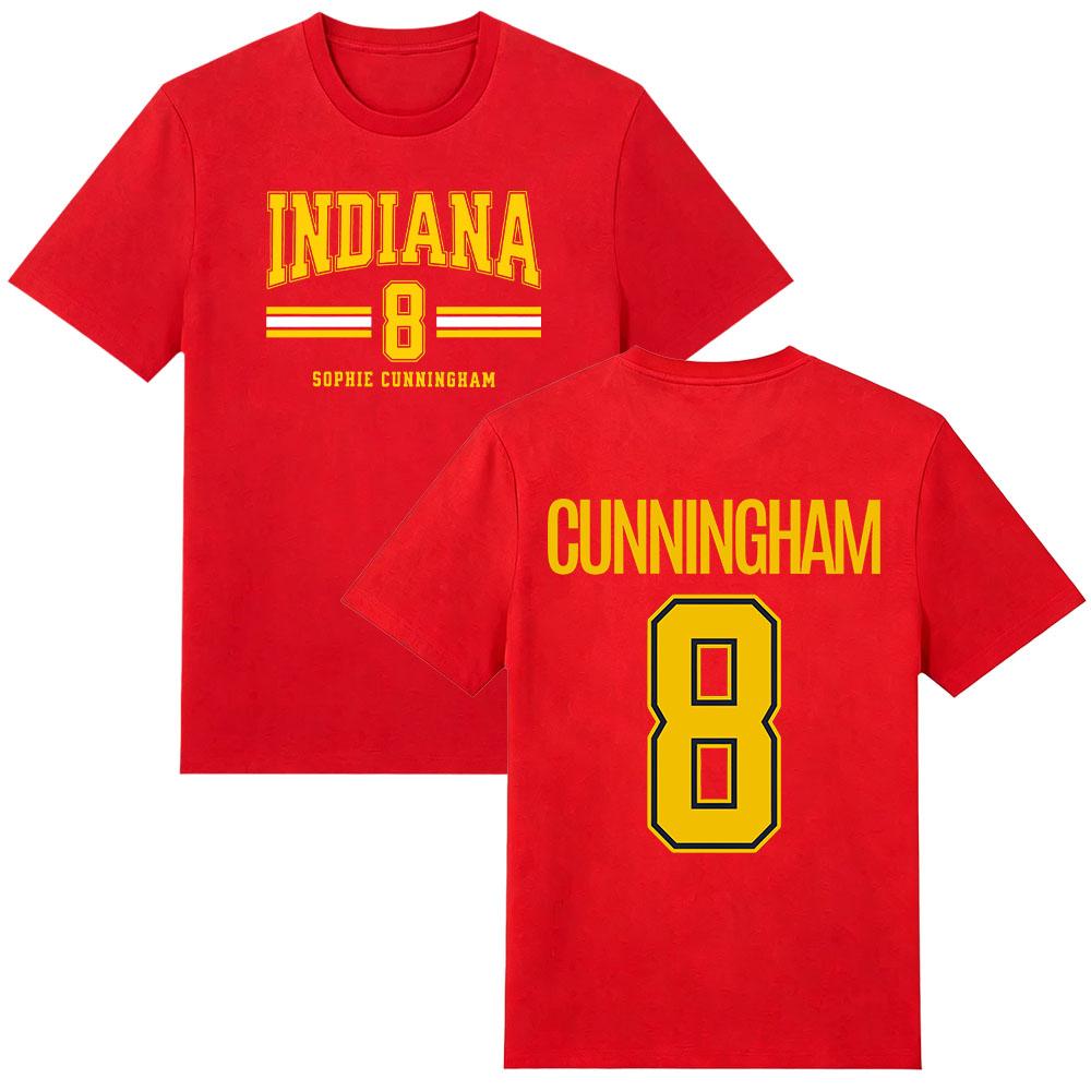 Sophie Cunningham #8 Indiana Basketbal T-shirt Zomer Heren Dames Retro Katoen Y2K Ronde Hals Casual Streetwear O-hals T-shirt Kleding