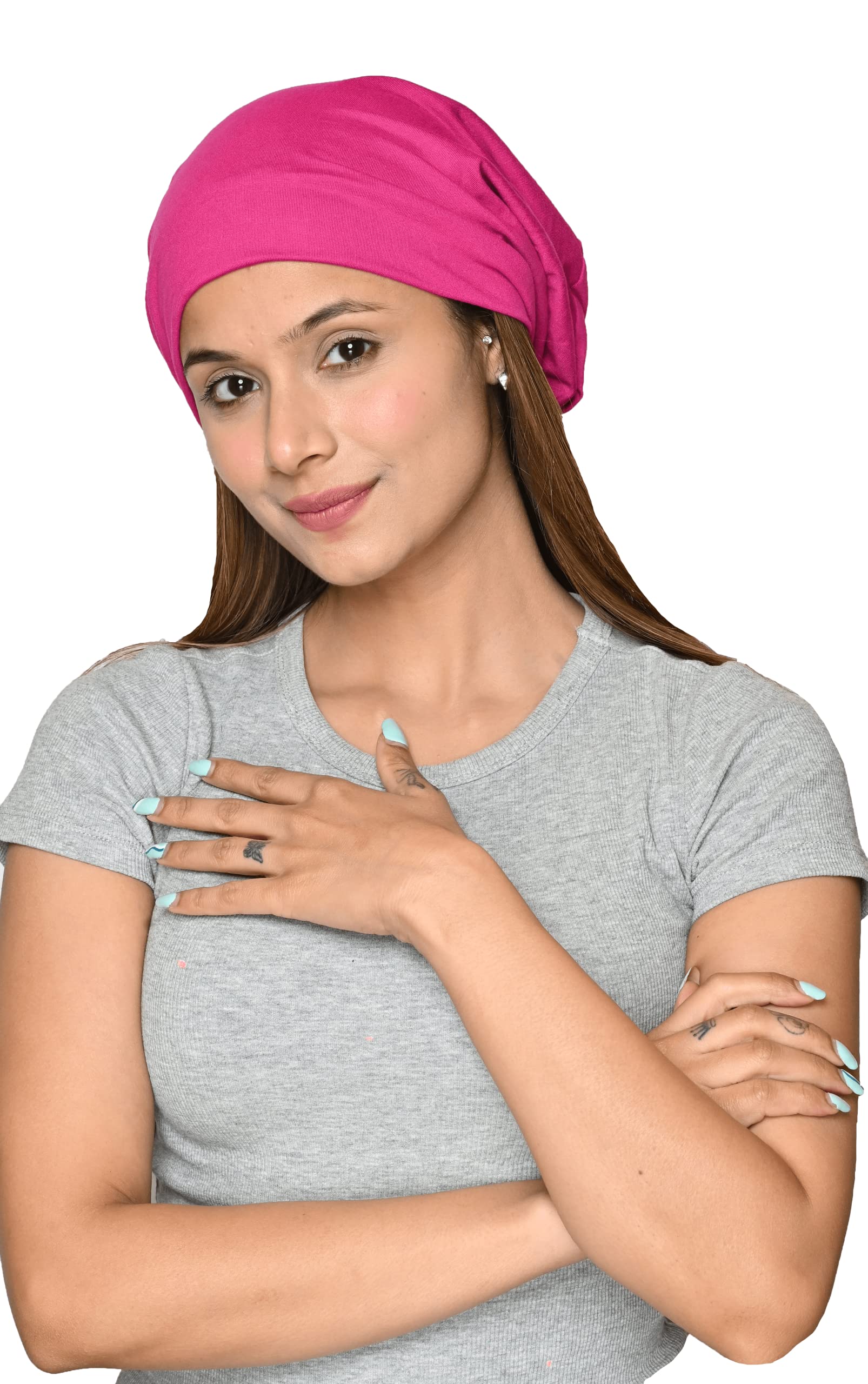 

SAKUCHI Adjustable Medical Summer Medical Hat for Bamboo Sleep Cap for Curly and Kinky Hair One Magenta Hat, Women, Satin-Lined Slip-On (SS244), Size,