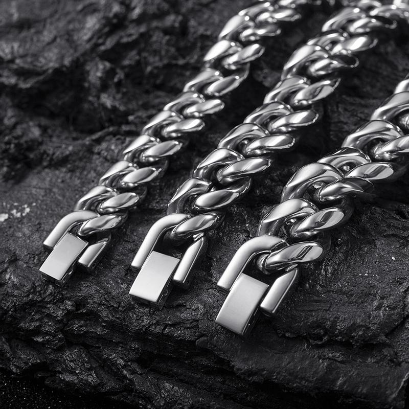 5/6/8/10/12/14mm Cuban Chain Bracelet for Men & Women Stainless Steel Curb Link Chain Wristband Durable Unisex Jewelry Gift