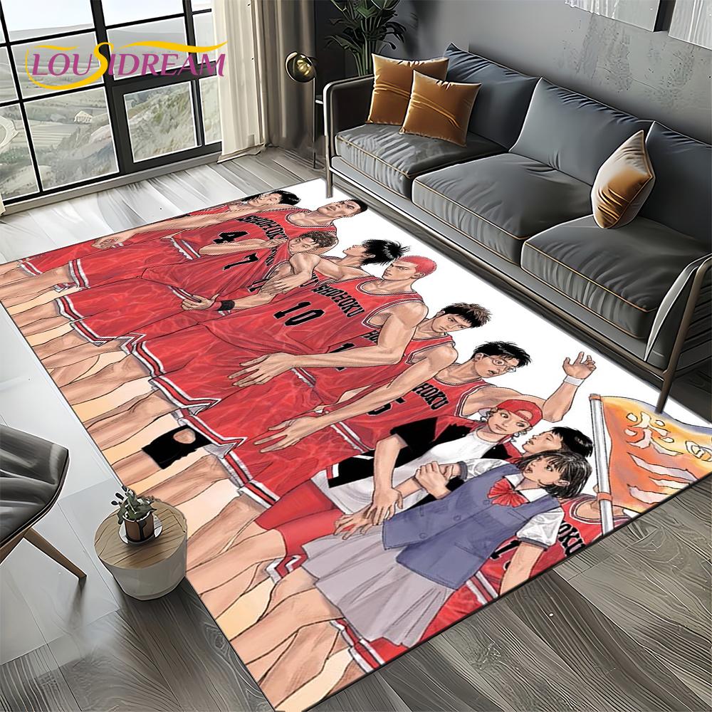 2025 New Cartoon Slam Dunk Anime Basketball Carpet Rug for Bedroom Living Room Home Sofa Decoration,kid Play Decor Floor Mat