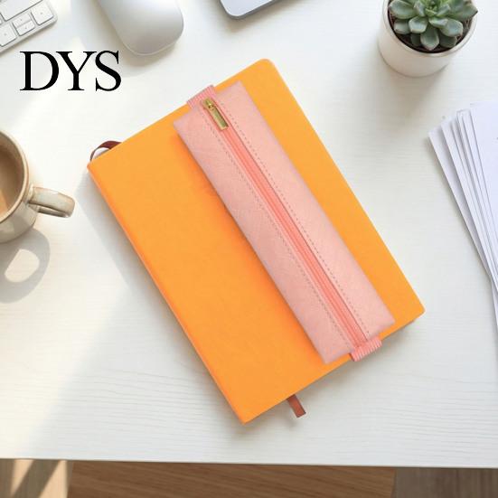 Retro Texture Writing Tool Case Zipper Pen Holder for Notebook, with Adjustable Elastic Band Versatile Daily Commuter Bag Design, Slim Lightweight