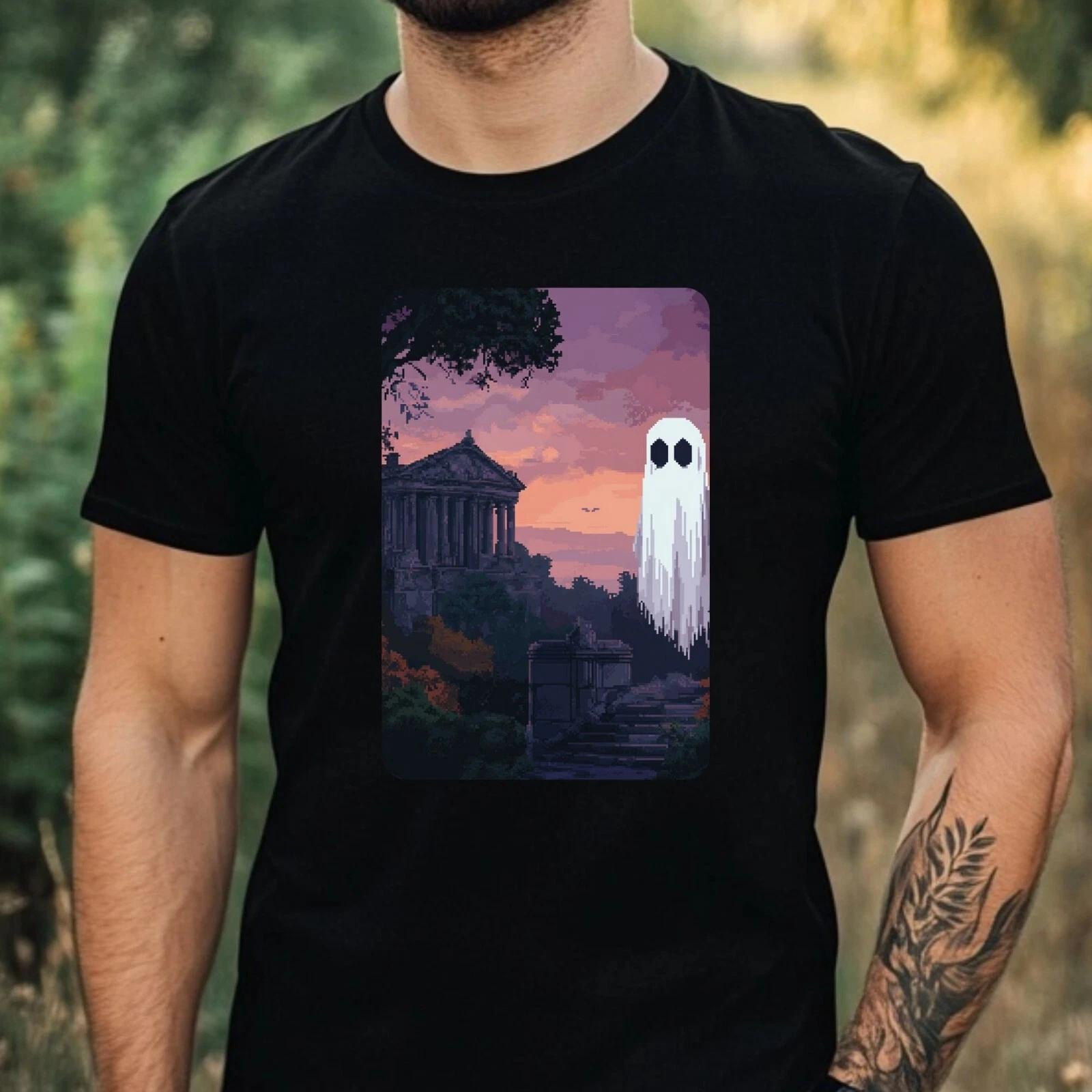 T-Shirt Herren Geist Pixel Art Motiv Baumwolle Größe XS bis 5XL XXL