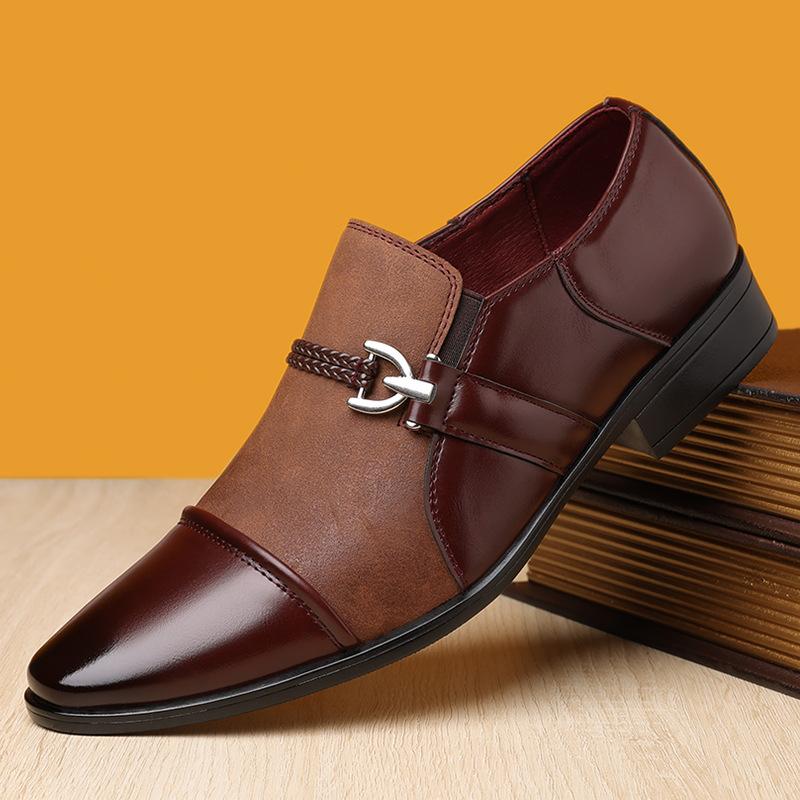 Fashion Designer Men's Pointed Suede Patchwork Wedding Shoes Male Slip On Loafers Formal Dress Footwear Zapatos Hombre