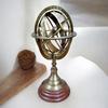 15.24 cm Brass Armillary Sphere on Elegant Wooden Base A Nostalgic Décor Accent for Your Home Décor Table top Gift