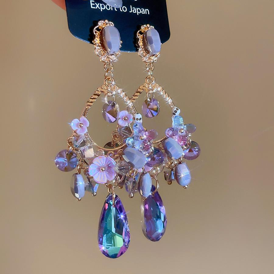 

Silver Needle Retro Rhinestone Tassel Earrings: Exquisite Luxury Floral Ear Studs