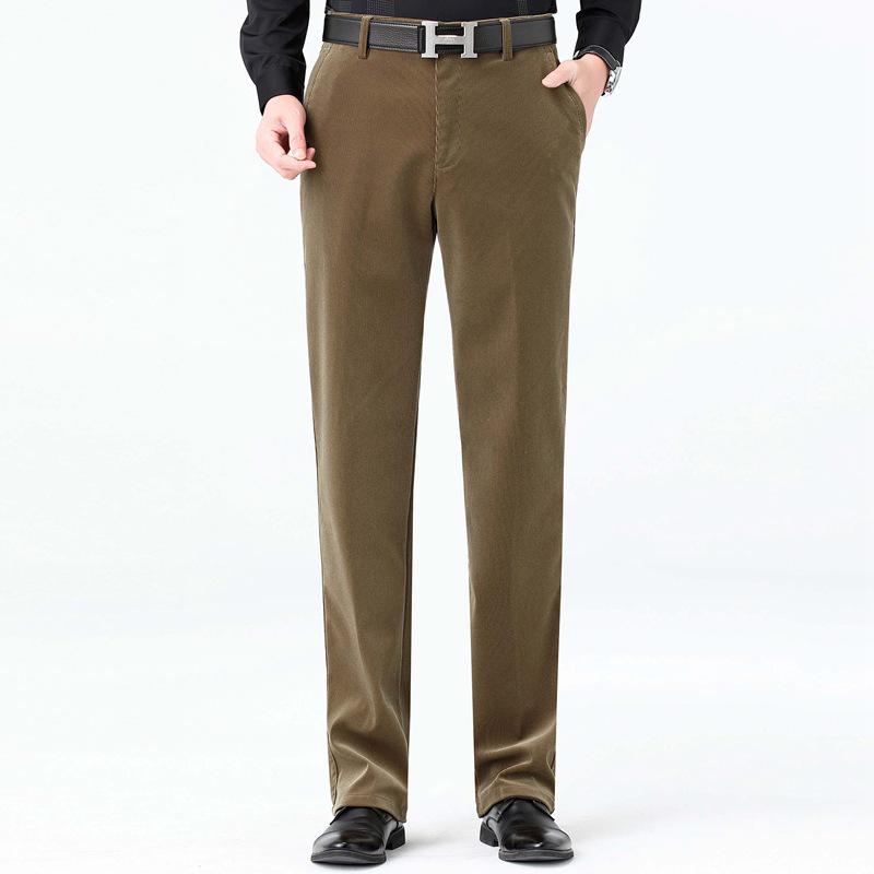 2025 Autumn Men's Corduroy Business Casual Mid-Rise Straight-Leg Pants