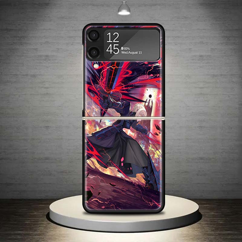 Fate Zero Stay Night Saber Phone Case For Samsung Galaxy Z Flip 7 6 5 4 3 5G Shockproof Cover Z Flip7 Flip6 ZFlip5 Flip3 Flip4 L