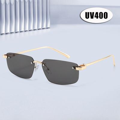 2026 New Frameless Beveled-Edge Sunglasses Women's Men's Y2K Street Style Fashion UV-Protective Eyewear Outdoor Travel Glasses
