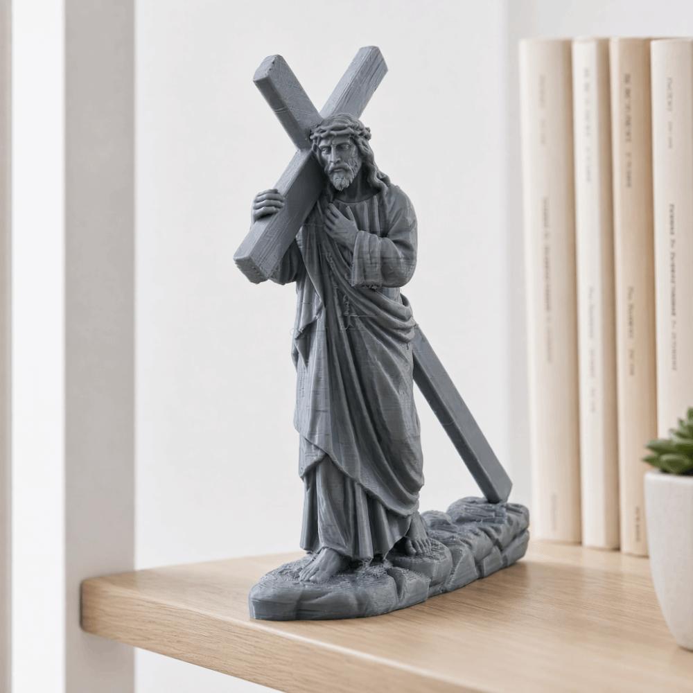 Mini Jesus Statue Cross Decoration 3D Printing Christian Figurine Tabletop Decoration