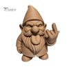 Detailed Beard Texture Ornament Funny 3D Printed Garden Gnome Statue, Quirky Tongue Out Figurine with Hand Gesture, Unique Gesture DIY Paintable Desk