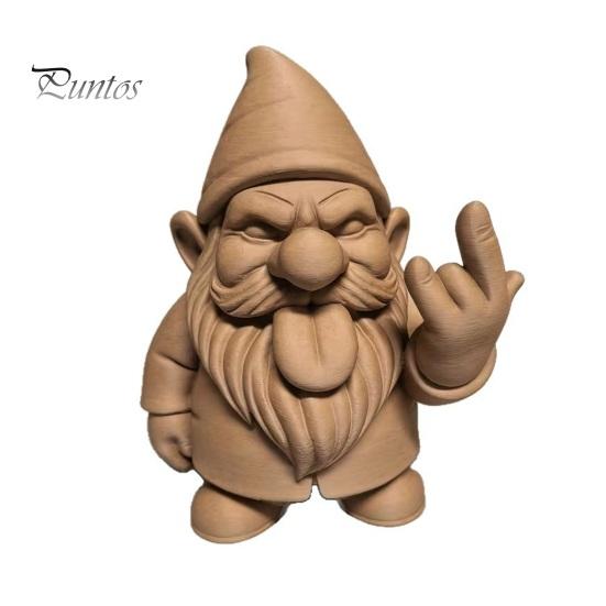 Detailed Beard Texture Ornament Funny 3D Printed Garden Gnome Statue, Quirky Tongue Out Figurine with Hand Gesture, Unique Gesture DIY Paintable Desk