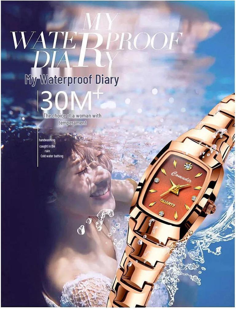 Women's Waterproof Tungsten Steel Quartz Watch with Small Dial
